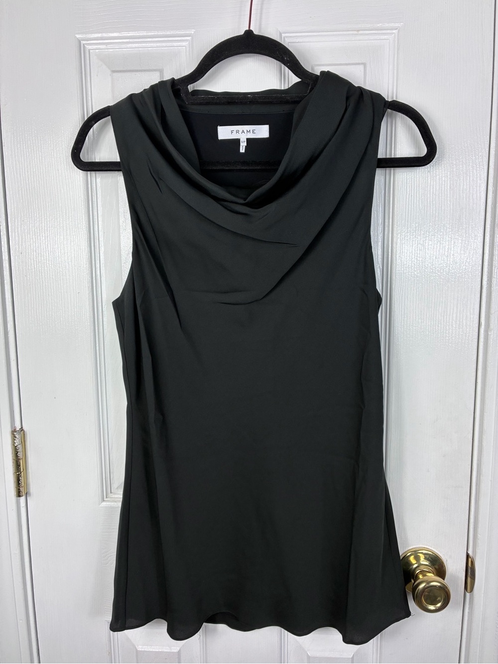Frame Denim Sleeveless Black Cowl Neck Silk Top Small